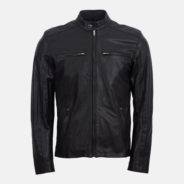 Men's Perforated Leather Summer Jacket