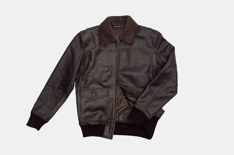 Men Brown Fur Leather Jacket