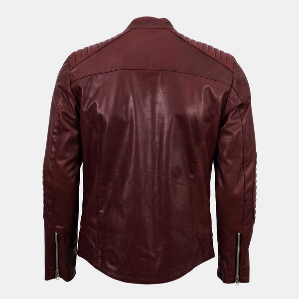 Men Burgundy Leather Jacket