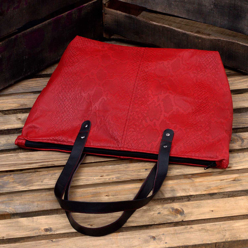 Satora Lightweight Red Leather Tote